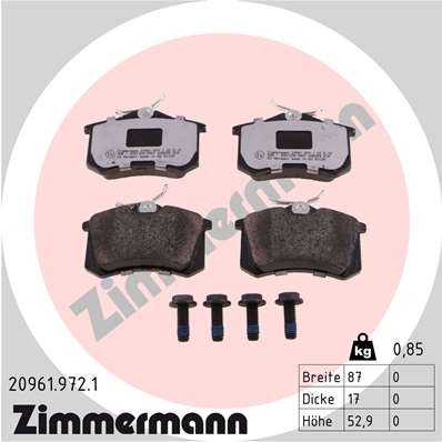 Zimmermann rd:z Bremsbeläge für VW PASSAT (3B2) hinten