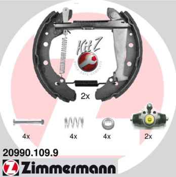 Zimmermann Bremsbacken Kit für AUDI 80 (89, 89Q, 8A, B3) hinten