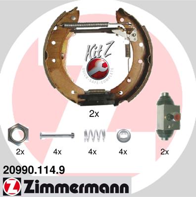Zimmermann Brake Shoe Kit for PEUGEOT 306 Schrägheck (7A, 7C, N3, N5) rear