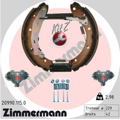 Zimmermann Brake Shoe Kit for CITROËN XSARA PICASSO (N68) rear