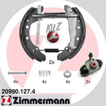 Zimmermann Brake Shoe Kit for VW CADDY II Pick-up (9U7) rear
