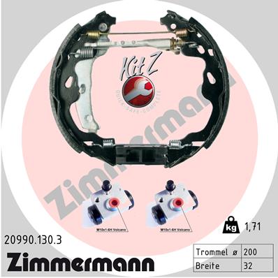 Zimmermann Brake Shoe Kit for CITROËN C1 II (PA_, PS_) rear