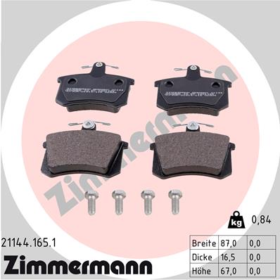 Zimmermann Brake pads for AUDI A4 Avant (8D5, B5) rear
