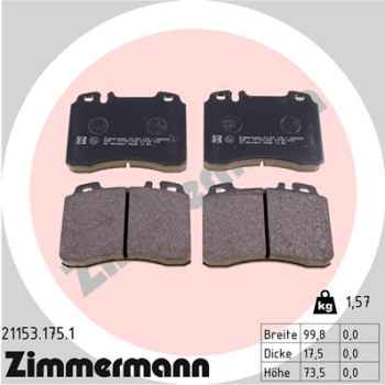 Zimmermann Brake pads for MERCEDES-BENZ KOMBI T-Model (S124) front