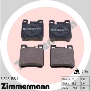 Zimmermann Brake pads for MERCEDES-BENZ E-KLASSE (W210) rear