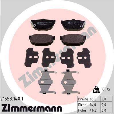Zimmermann Brake pads for HYUNDAI COUPE (GK) rear