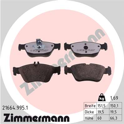 Zimmermann rd:z Brake pads for MERCEDES-BENZ C-KLASSE T-Model (S202) front