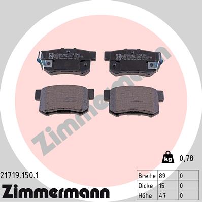 Zimmermann Brake pads for HONDA CIVIC VII Coupe (EM2) rear