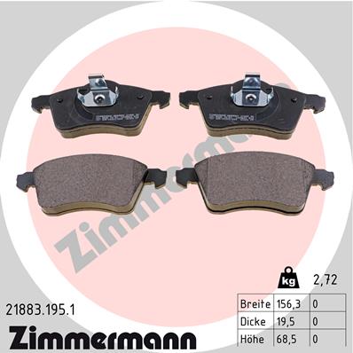 Zimmermann Brake pads for VW TRANSPORTER T4 Kasten (70A, 70H, 7DA, 7DH) front