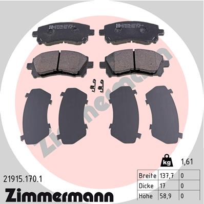 Zimmermann Brake pads for SUBARU LEGACY V (BM) front