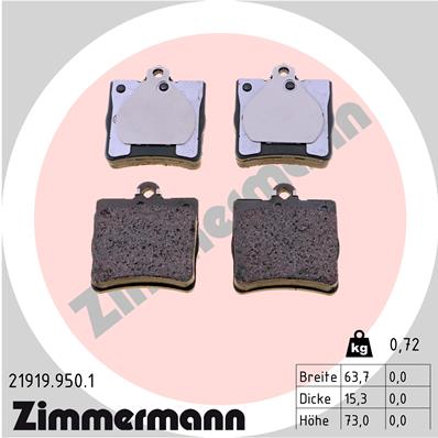Zimmermann rd:z Brake pads for MERCEDES-BENZ C-KLASSE T-Model (S202) rear
