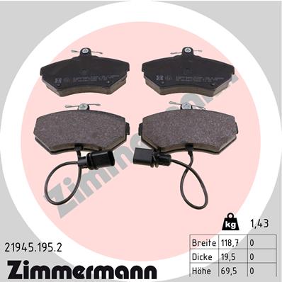Zimmermann Brake pads for AUDI A4 Avant (8E5, B6) front