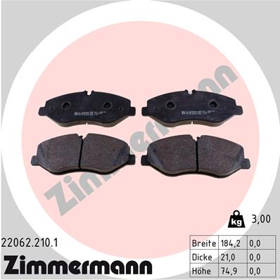 Zimmermann Brake pads for MERCEDES-BENZ VITO Kasten (W447) front