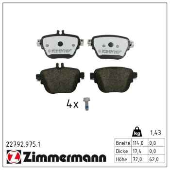 Zimmermann rd:z Brake pads for MERCEDES-BENZ E-KLASSE (W213) rear