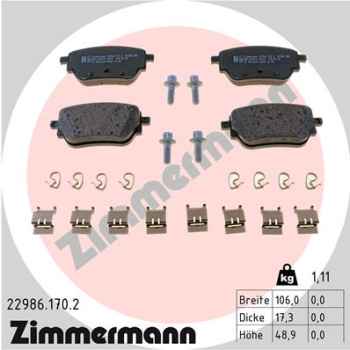 Zimmermann Brake pads for MERCEDES-BENZ A-KLASSE (W177) rear