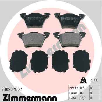 Zimmermann Brake pads for MERCEDES-BENZ VITO Kasten (638) rear