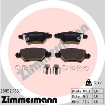 Zimmermann Brake pads for OPEL ASTRA G Cabriolet (T98) rear