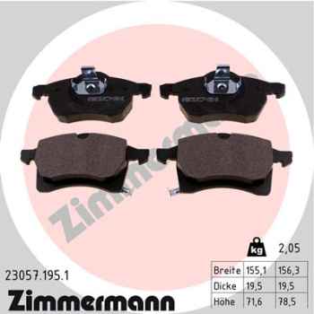 Zimmermann Brake pads for OPEL ZAFIRA A Großraumlimousine (T98) front