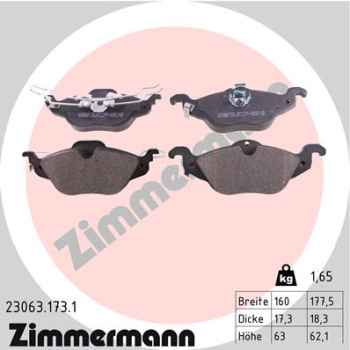 Zimmermann Brake pads for OPEL ASTRA G Cabriolet (T98) front