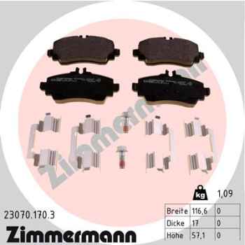 Zimmermann Brake pads for MERCEDES-BENZ A-KLASSE (W168) front