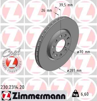 Zimmermann Brake Disc for FIAT 500X (334_) front