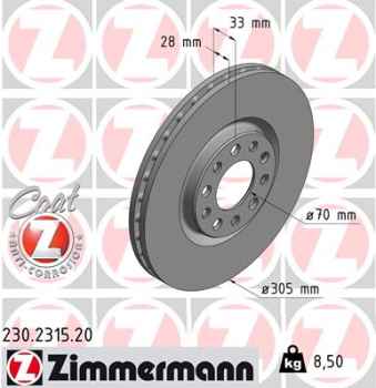Zimmermann Brake Disc for FIAT 500X (334_) front