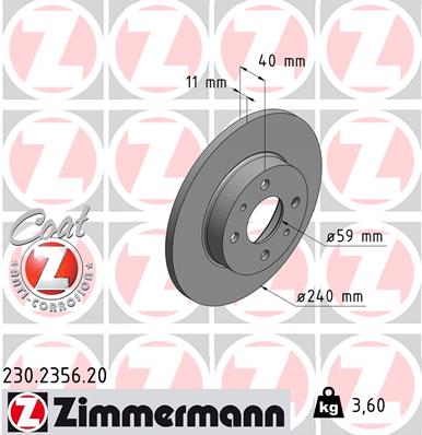 Zimmermann Brake Disc for FIAT TIPO (160_) rear