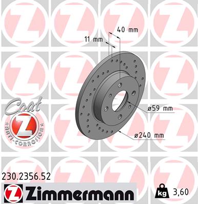 Zimmermann Sport Brake Disc for FIAT TIPO (160_) rear