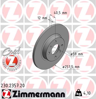 Zimmermann Brake Disc for FIAT TEMPRA (159_) front