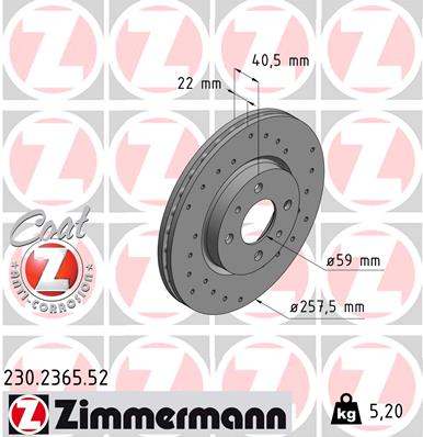 Zimmermann Sport Brake Disc for FIAT IDEA (350_) front