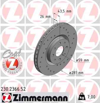 Zimmermann Sport Brake Disc for ALFA ROMEO MITO (955_) front