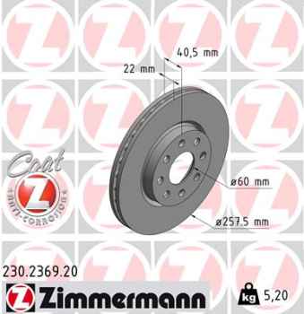 Zimmermann Brake Disc for OPEL CORSA D (S07) front