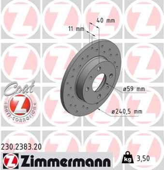 Zimmermann Brake Disc for ABARTH 500 / 595 / 695 (312_) rear