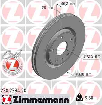 Zimmermann Brake Disc for LANCIA VOYAGER Großraumlimousine (404_) front
