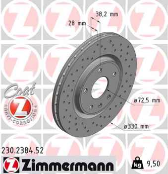 Zimmermann Sport Brake Disc for CHRYSLER GRAND VOYAGER V (RT) front