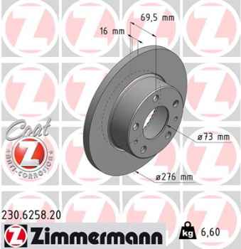 Zimmermann Brake Disc for IVECO DAILY III Kasten/Kombi rear