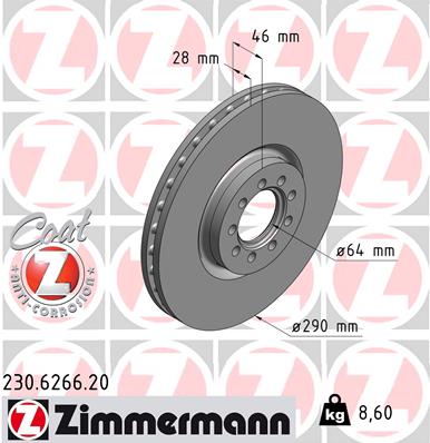 Zimmermann Brake Disc for IVECO DAILY IV Kasten/Kombi front