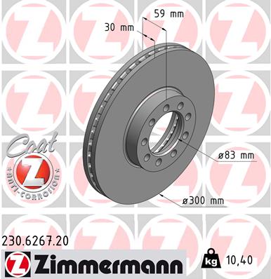Zimmermann Brake Disc for IVECO DAILY IV Kasten/Kombi front