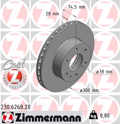 Zimmermann Brake Disc for IVECO DAILY VI Pritsche/Fahrgestell front