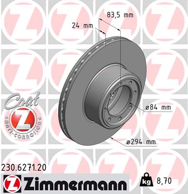Zimmermann Brake Disc for IVECO DAILY IV Kasten/Kombi rear