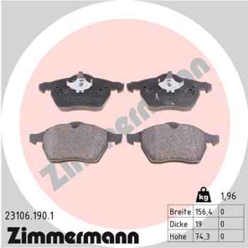 Zimmermann Brake pads for VOLVO V70 I (875, 876) front