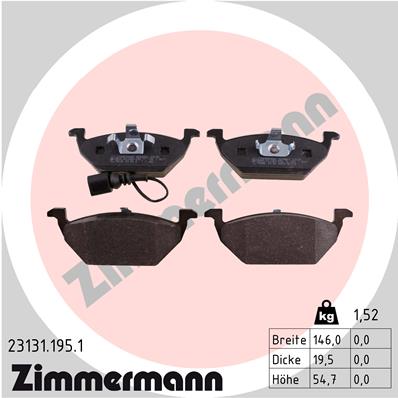 Zimmermann Brake pads for VW CADDY III Kasten (2KA, 2KH, 2CA, 2CH) front
