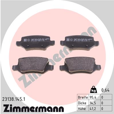 Zimmermann Brake pads for MERCEDES-BENZ A-KLASSE (W168) rear