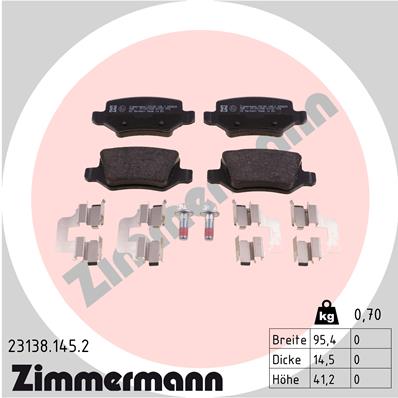 Zimmermann Brake pads for MERCEDES-BENZ A-KLASSE (W169) rear