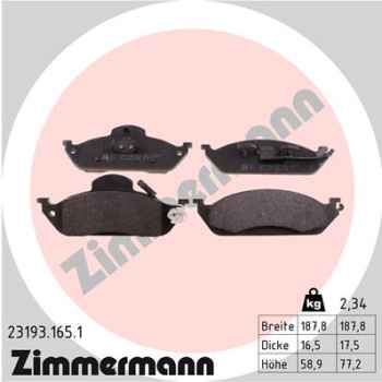Zimmermann Bremsbeläge für MERCEDES-BENZ M-KLASSE (W163) vorne