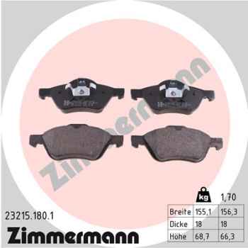 Zimmermann Brake pads for RENAULT LAGUNA II Grandtour (KG0/1_) front