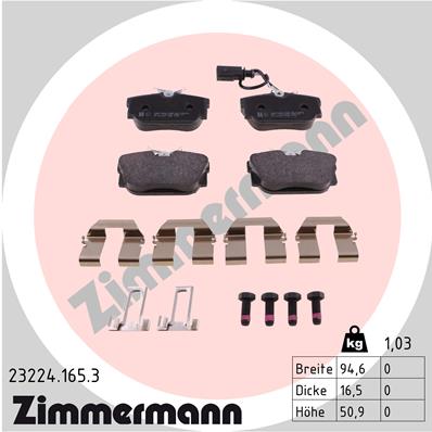 Zimmermann Brake pads for VW TRANSPORTER T4 Bus (70B, 70C, 7DB, 7DK, 70J, 70K, 7DC, 7DJ) rear