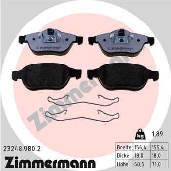 Zimmermann rd:z Brake pads for RENAULT LAGUNA II Grandtour (KG0/1_) front