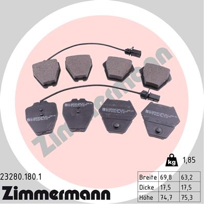 Zimmermann Brake pads for AUDI ALLROAD (4BH, C5) front