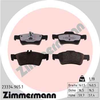 Zimmermann rd:z Brake pads for MERCEDES-BENZ E-KLASSE T-Model (S212) rear